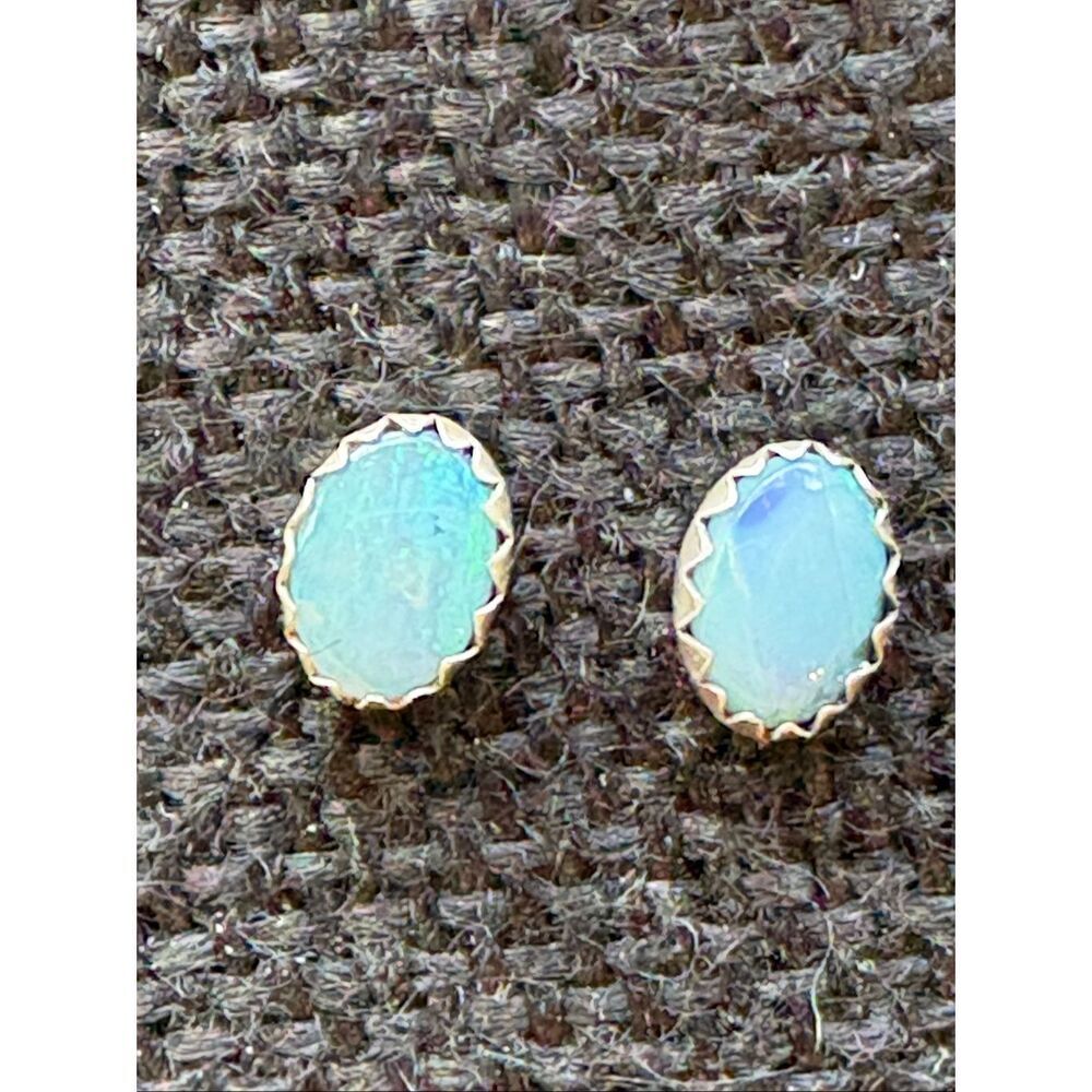 Ethiopian Opal & Sterling Silver Post Earrings, NEW, Opals, Handmade